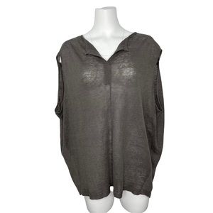 NWT INHABIT Cocoon 100% Linen Sleeveless Top Lotus Grey Shirt M